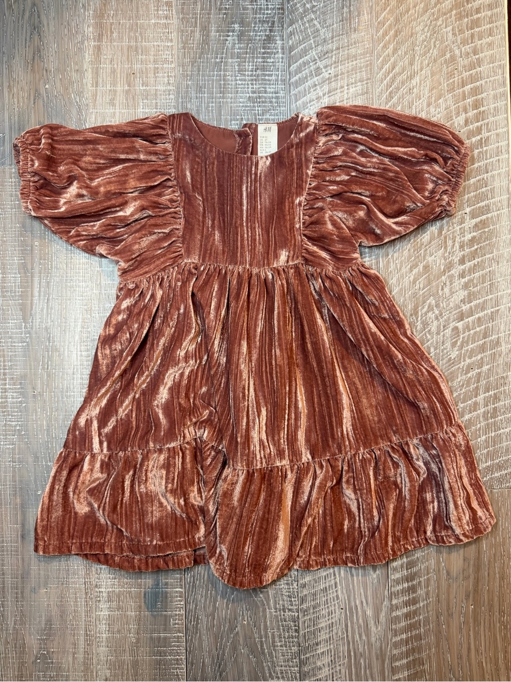H&M Dusty Rose Crushed Velvet Toddler Dress
